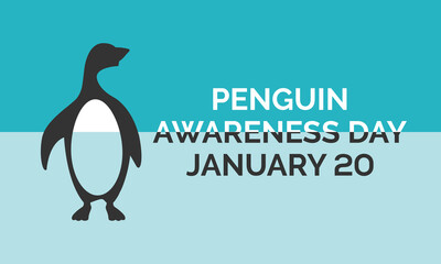 Penguin Awareness Day. January 20.Template for background, banner, card, poster. Vector EPS10 illustration