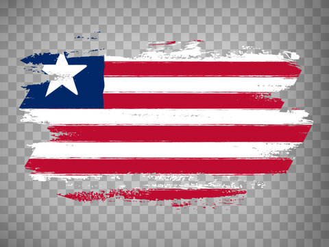 Flag of  Liberia brush stroke background.  Flag Liberia on transparent background for your design, app, UI.  Stock vector. EPS10.