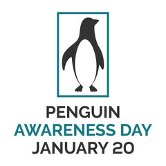 Penguin Awareness Day. January 20.Template for background, banner, card, poster. Vector EPS10 illustration