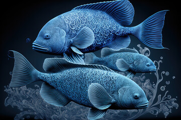 FISHES BLUE. Generative AI
