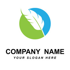 feather logo vector with slogan template