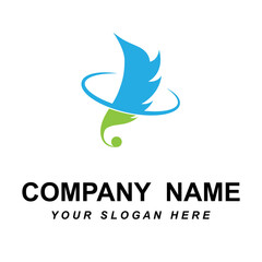 feather logo vector with slogan template