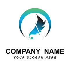 feather logo vector with slogan template