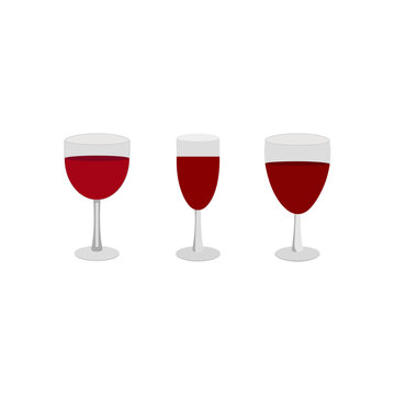 Wine glass set vector icon isolated on a white background- Vector. coloring Page Isolated for Kids. for home decor such as posters, wall art, tote bag, t-shirt print. flat style.
