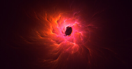 3D rendering abstract multicolor fractal light background