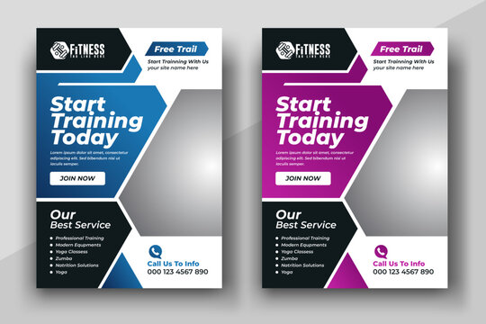 Gym fitness workout flyer Template, Gym flyer, fitness Flyer Brochure Template Design