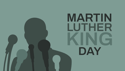 Martin Luther King Jr. Day typography greeting card design. MLK Day grey vector background - obrazy, fototapety, plakaty
