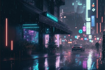 Background information on the Metaverse Neon City Network Night Generative AI