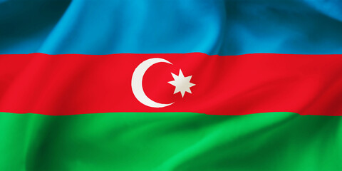 Azerbaijan waving flag background. 3D illustration of  Azerbaijan flag