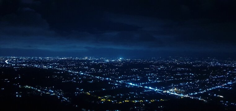 Modern Ethereal Yogyakarta Night Sky View with the glorious Blueish Tone