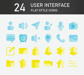 User Interface flat icon collection, contains such icons as interface, essential, message and basic icons. User Interface silhouette icons collection, Simple web icons set.