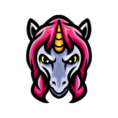 Unicorn head logo mascot design