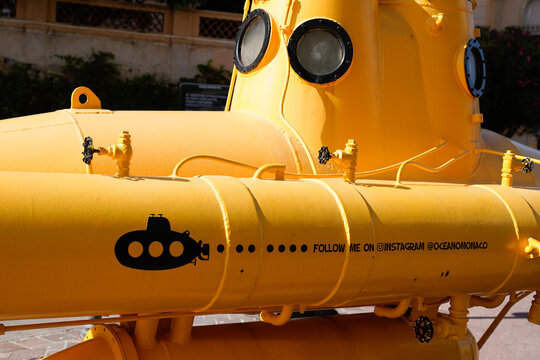 yellow submarine in front of the oceanographic museum of Monaco monte carlo