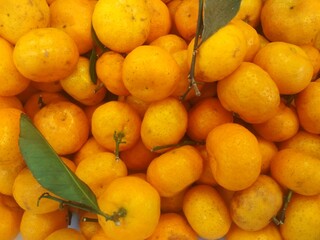 oranges on a market stall