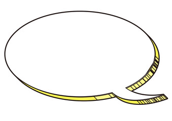 吹き出し イエロー系Bイエロー&times;白　立体　線あり