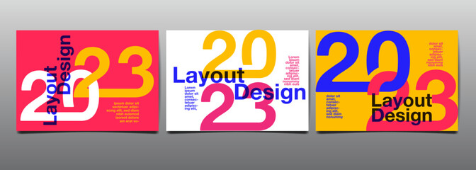 template layout design 2023, typography,  cover book. presentation abstract flat design