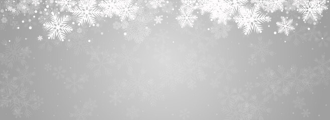 Gray Snow Vector Panoramic Grey Background.