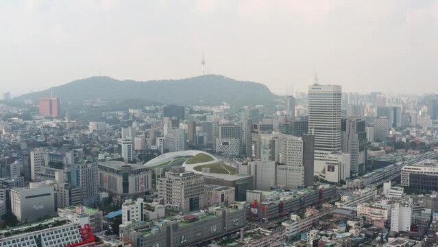 [korea drone footage] Seoul cityscape, Dongdaemun, Design Plaza, DDP