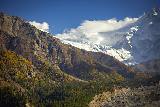 Beautiful autumn view of Nanga Parbat mountain, picture taken on the way to Nanga Parbat Base Camp, Pakistan