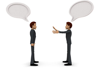 3d two men chating and having communication gap with chat bubbles concept