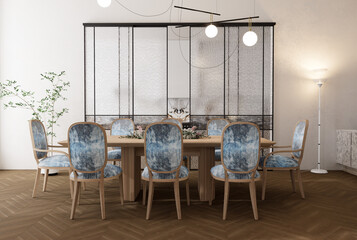 modern dinning room interior, 3d rendering