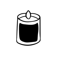 Burning aroma candle in a glass jar