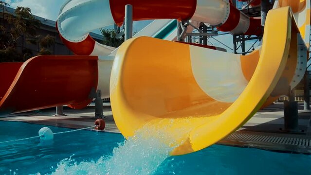 funny ride on water slide in water park