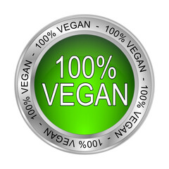 100% Vegan Button - 3D illustration