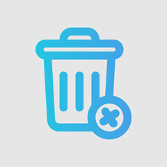Delete icon in gradient style about user interface, use for website mobile app presentation