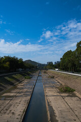 Hong Kong has a good view. Canal under the sky.
