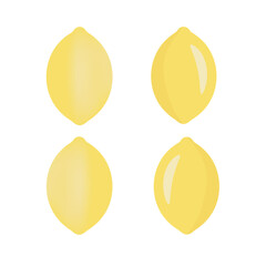 Vector image of a set of lemons, lemon close-up on a white background. Graphic design.