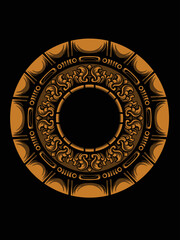 Vector engraved classic ornament design for elements, editable color