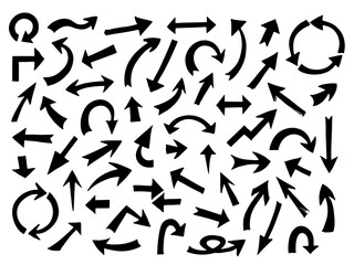 Set of hand drawn ink arrow illustration. Business doodle clipart. Single element for design