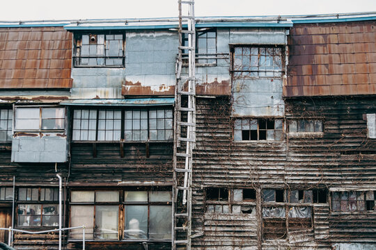 wall of abandoned wooden house - Hokkaido Japan