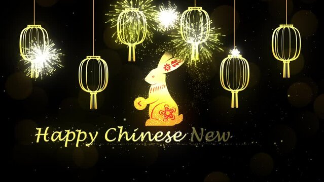 Happy chinese New Year, lunar New Year or spring festival 2023. Chinese new year 2023 year of the rabbit. 3d rendering.