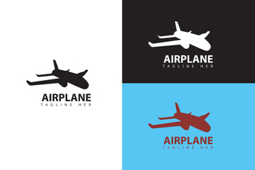 SIMPLE AIRPLANE LOGO VECTOR WITH VARIOUS COLORS BACKGROUND