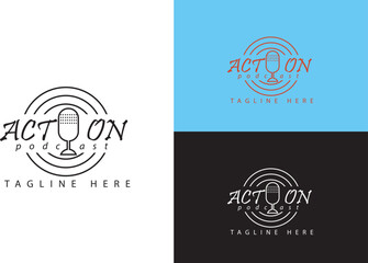 MICROPHONE PODCAST LOGO VECTOR