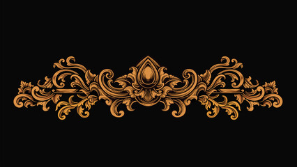 Vector engraved classic ornament design for elements, editable color