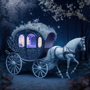 illustration glittering fairytale carriage with horse made with generative ai