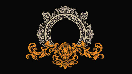 Vector engraved classic ornament design for elements, editable color