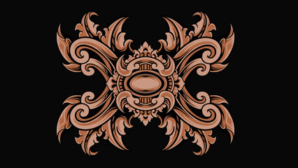 Vector engraved classic ornament design for elements, editable color