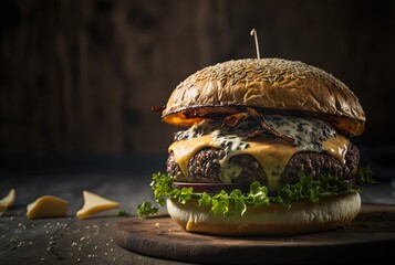 illustration of cheese burger background - obrazy, fototapety, plakaty