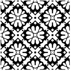 Vector pattern in geometric ornamental style. Black and white color.Seamless pattern.