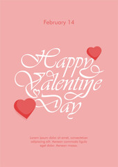 happy valentine day text template with heart love ornament