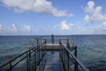 Fototapeta premium Glass bridge over the sea, the tourist area of ​​Tanjung Bira Indonesia. asia travel