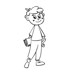 Colorful black and white pattern for coloring. Illustration of a boy.