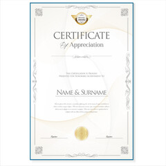 Elegant certificate or diploma retro vintage design  