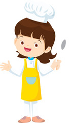 Cooking children girl Little kid making delicious food professional chef