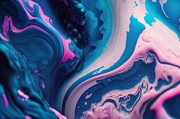 A close up of colorfull liquid marble. Art. Illustration. Generative AI.