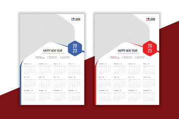 2023 wall Calendar new year vector illustration. The week starts on Monday. Annual calendar 2023 template. Planner 2023 year. English calendar template. corporate Wall calendar in a minimalist style